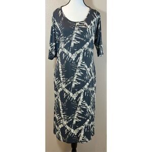 NWOT  Masai Grey Printed Jersey Midi Dress With Pockets Women's Medium
